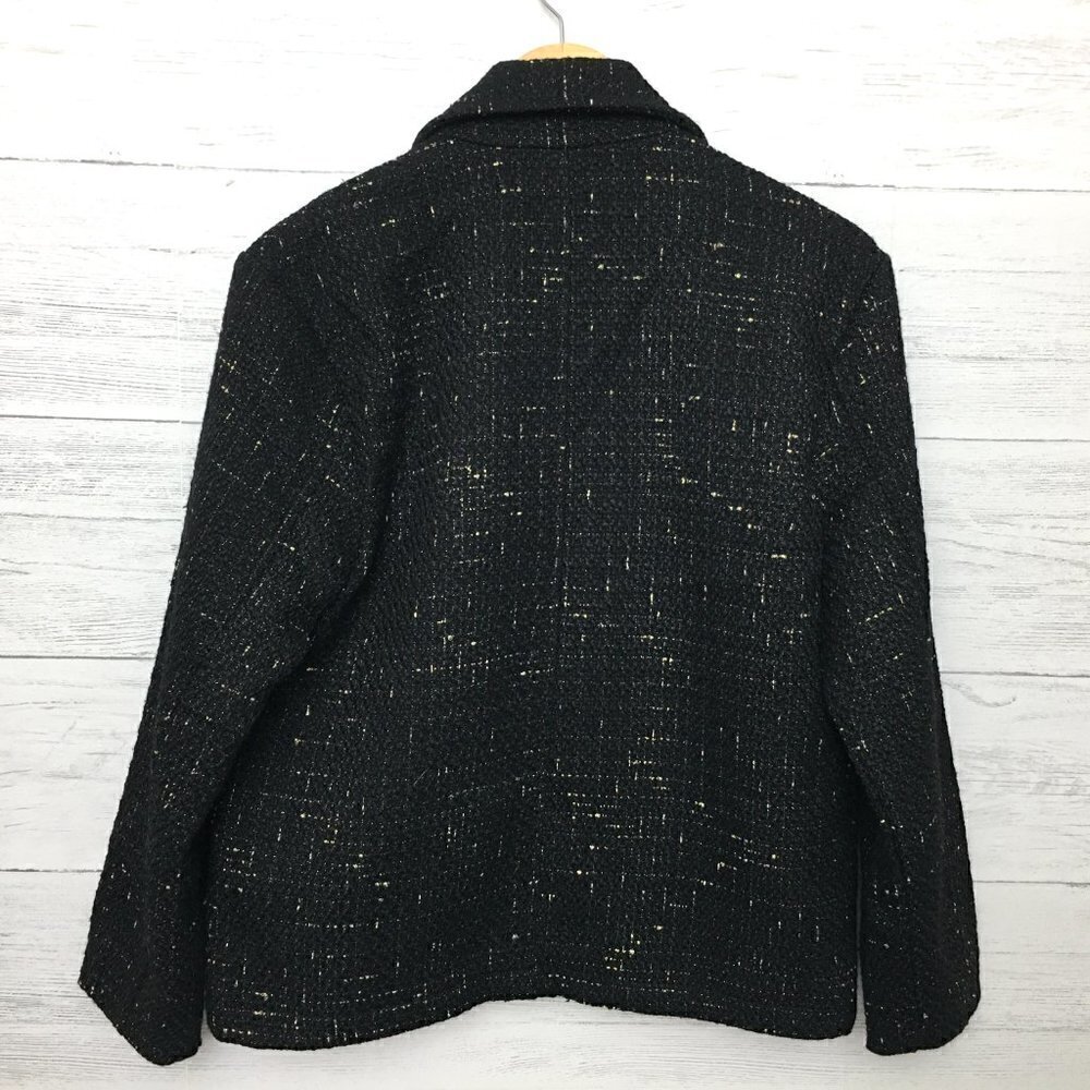 House of Harlow 1960 Women's Coat Black and Gold Metallic Thread Button Front S - Picture 10 of 11